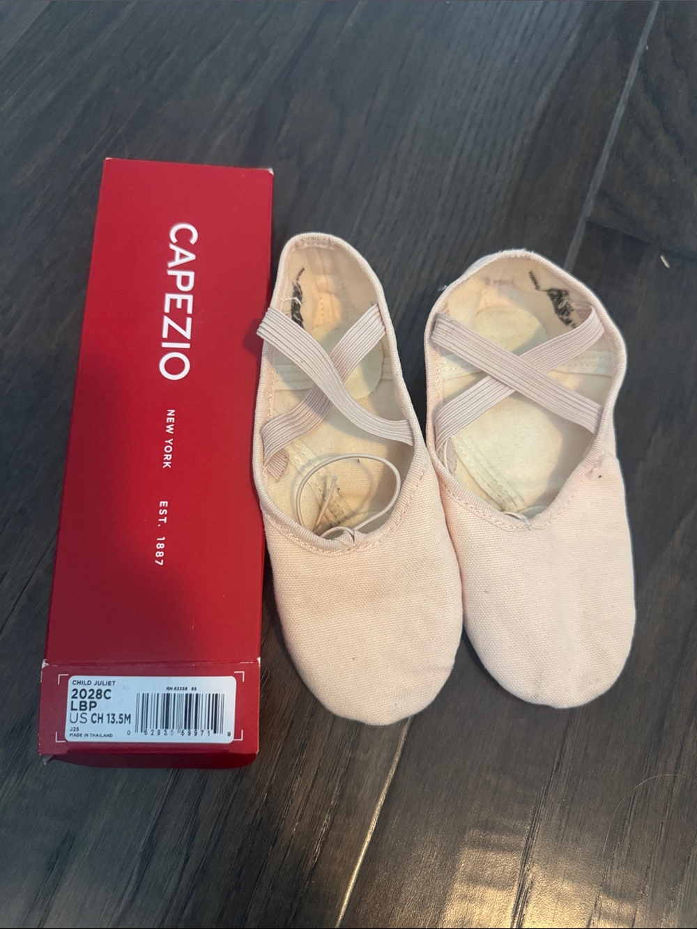Capezio Blush Pink Kids Dance Slippers with Elastic Cross Straps